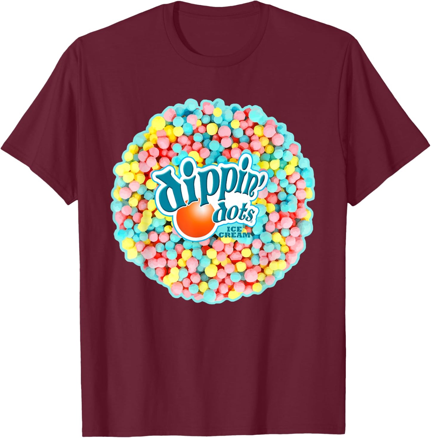 Dippin Dots - Rainbow Color Ice Cream T-Shirt - T-Shirt | Maroon