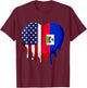 American Haitian Hispanic Heritage Month Flag Heart T-Shirt - T-Shirt | Maroon