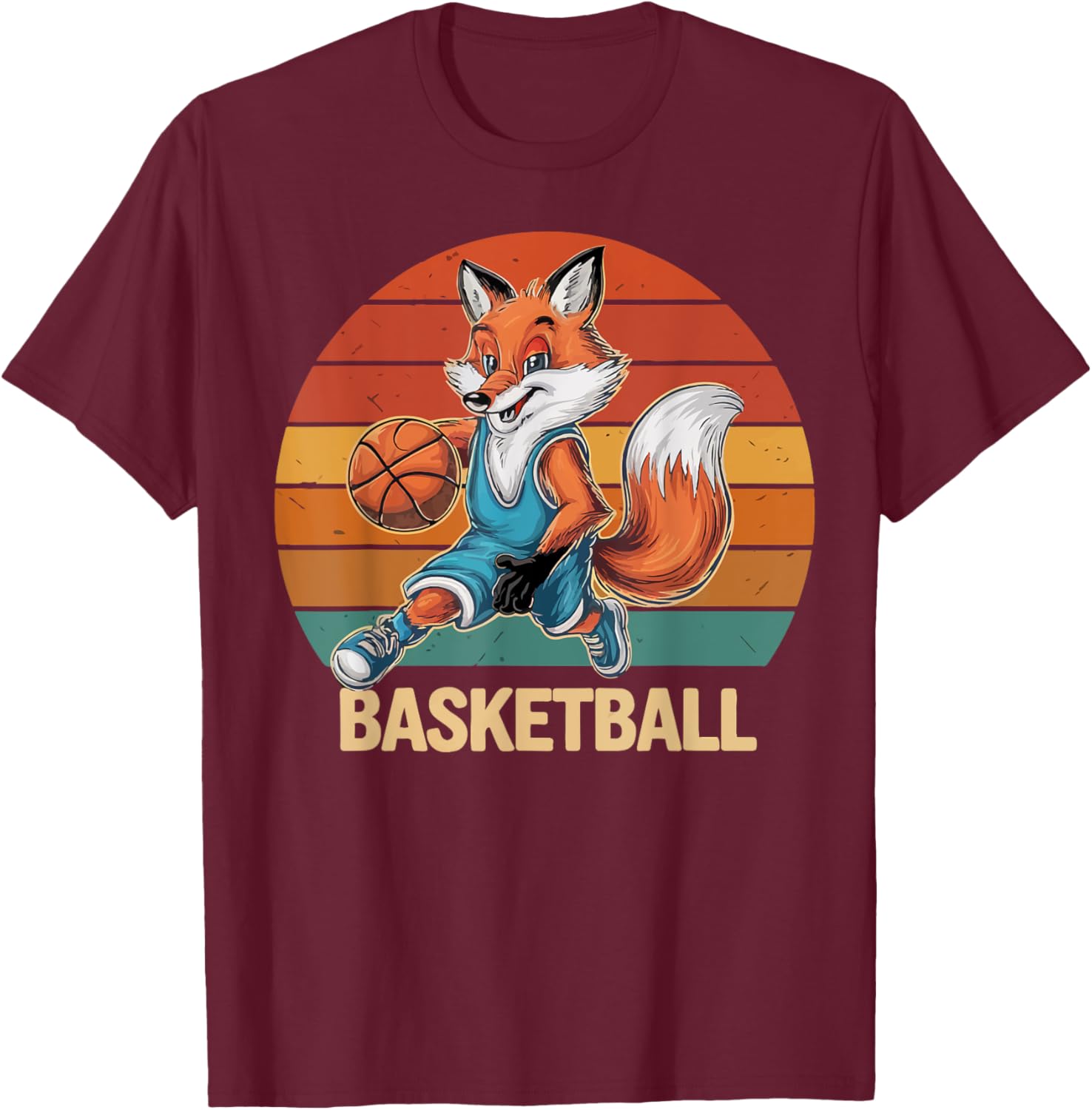 Vintage The fox Playing Basketball The fox lovers basketball T-Shirt - T-Shirt | Maroon