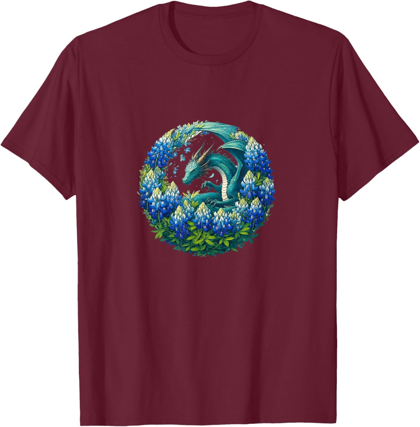 Texas Bluebonnets Dragon Blue Texan T-Shirt - T-Shirt | Maroon