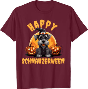 Happy Schnauzerween Schnauzer Halloween T-Shirt - T-Shirt | Maroon