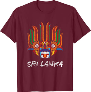 Sri Lanka Holiday Sri Lankan Tribal Festival Mask T-Shirt - T-Shirt | Maroon