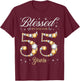 Blessed By God For 55 Years Old 55th Birthday Party T-Shirt - T-Shirt | Maroon