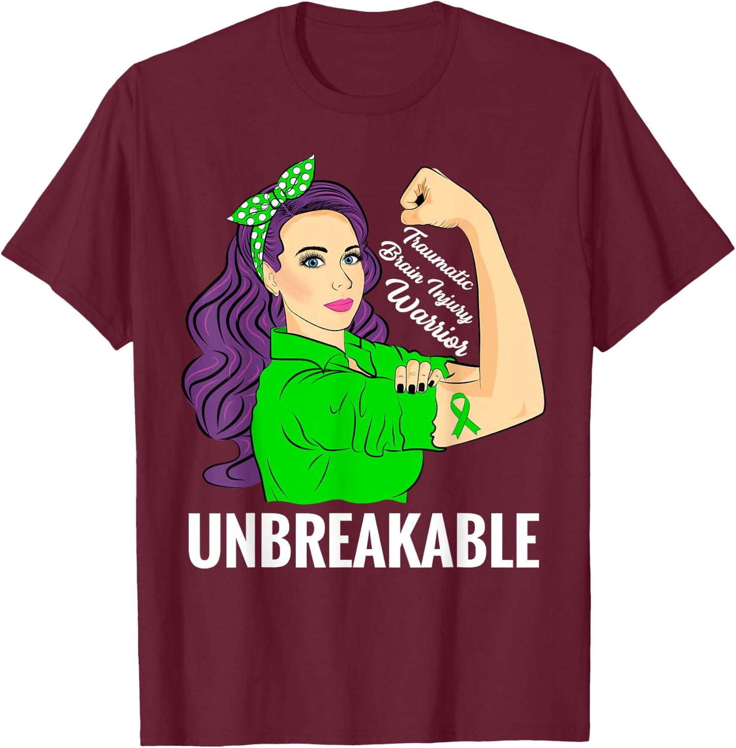 Traumatic Brain Injury Warrior TBI Awareness T-Shirt - T-Shirt | Maroon