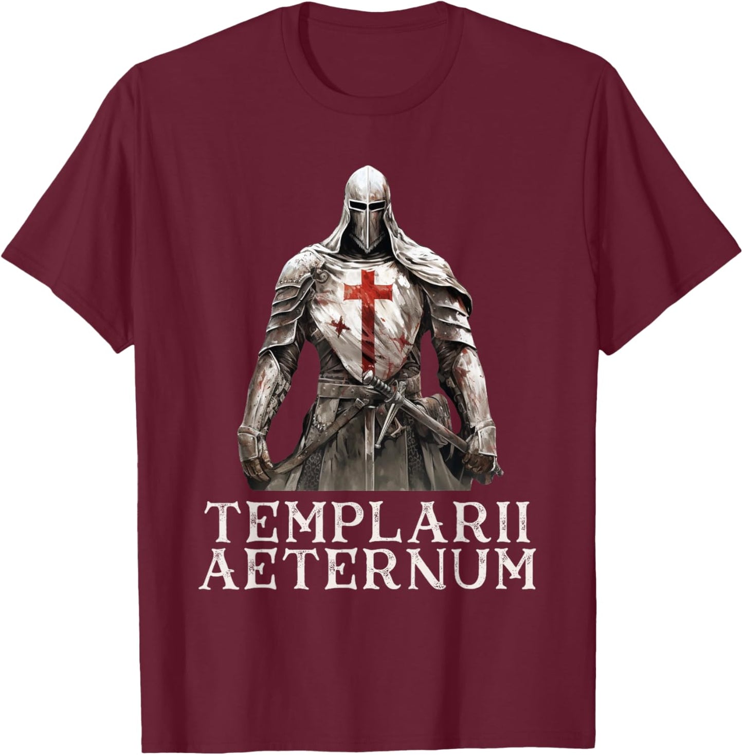 Catholic Knight Templar Crusader Cross T-Shirt - T-Shirt | Maroon