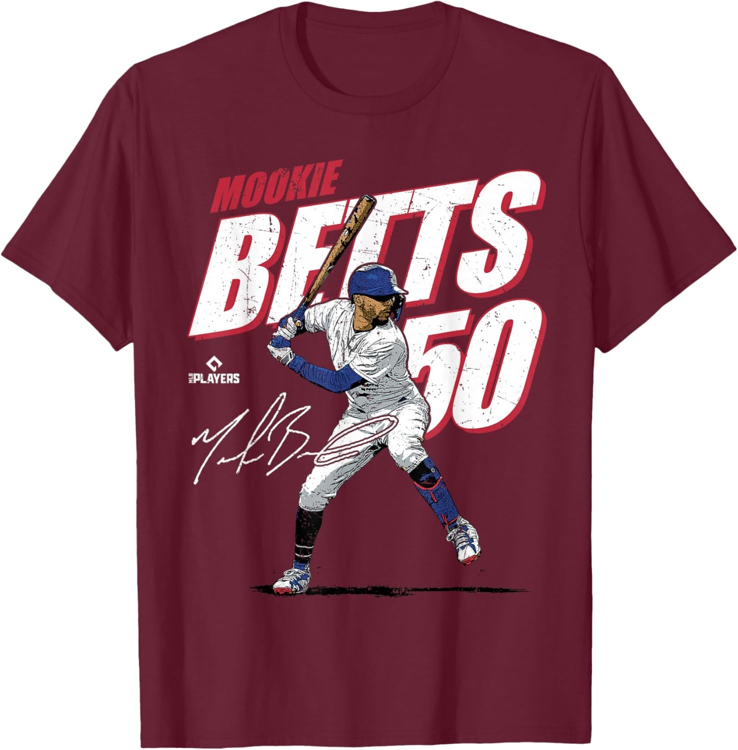 Mookie Betts | Los Angeles Baseball MLB Players | MLBMBE3001 T-Shirt - T-Shirt | Maroon