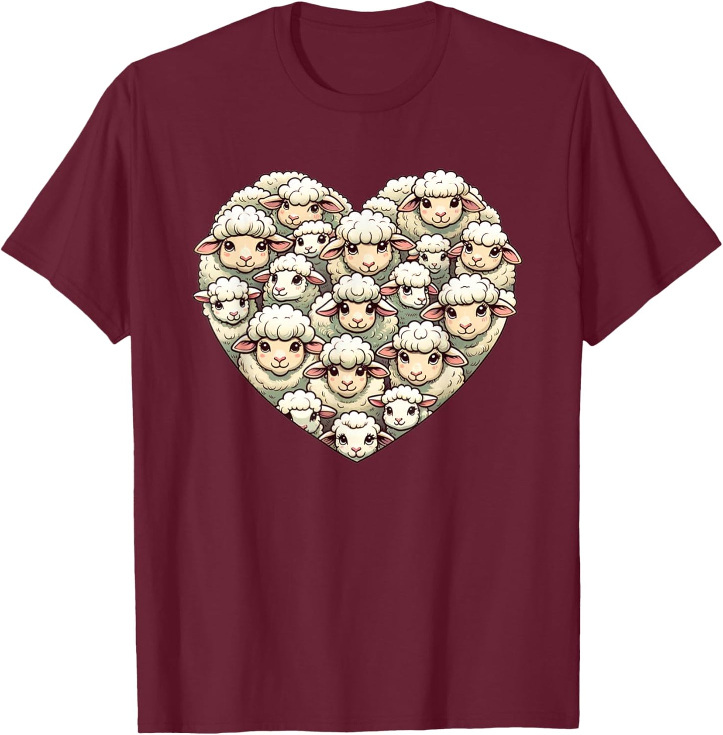 Lovely Sheeps Farm Animal Sheep Lover T-Shirt - T-Shirt | Maroon