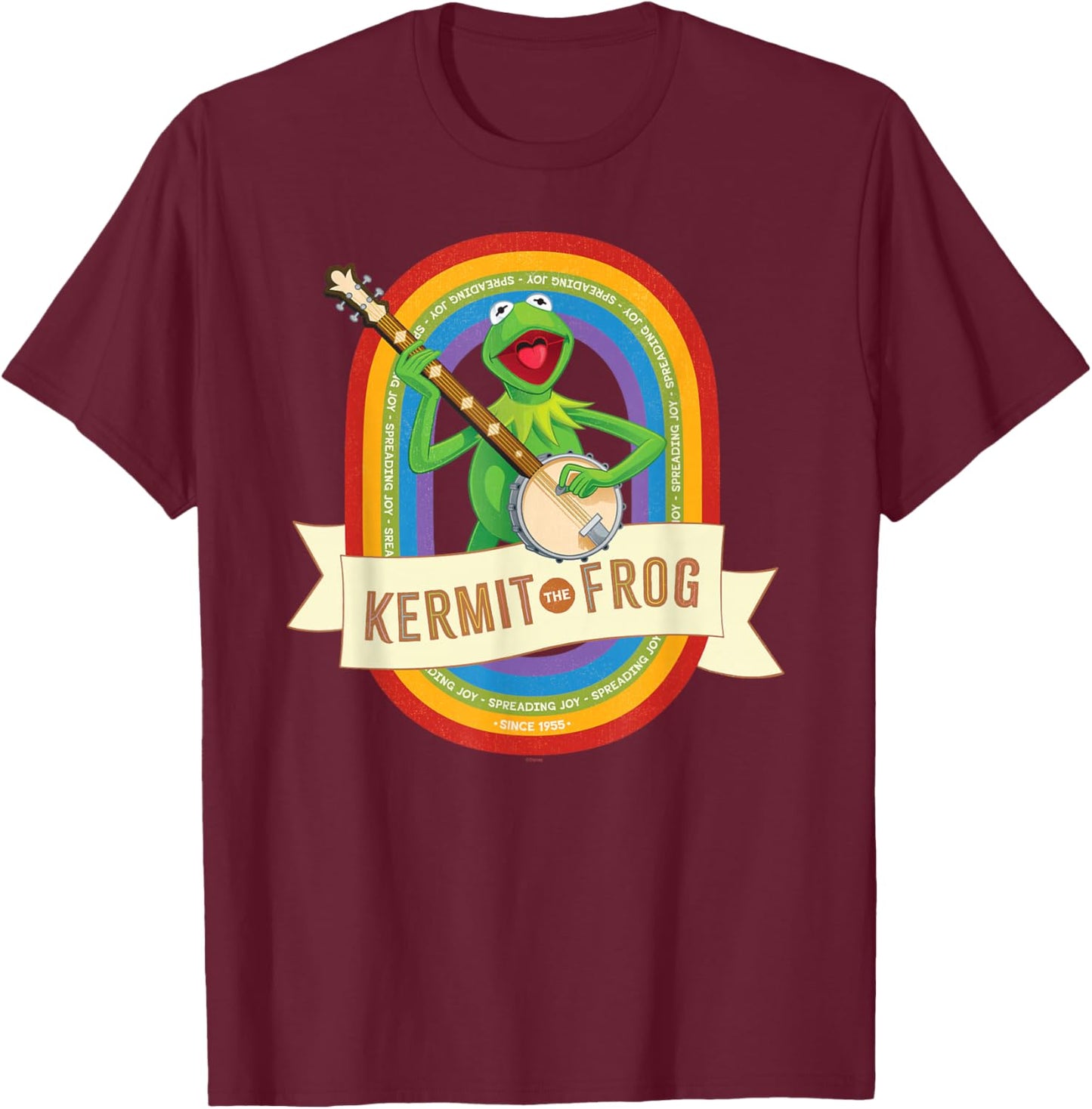 Disney The Muppets Kermit the Frog Spreading Joy Since 1955 T-Shirt - T-Shirt | Maroon