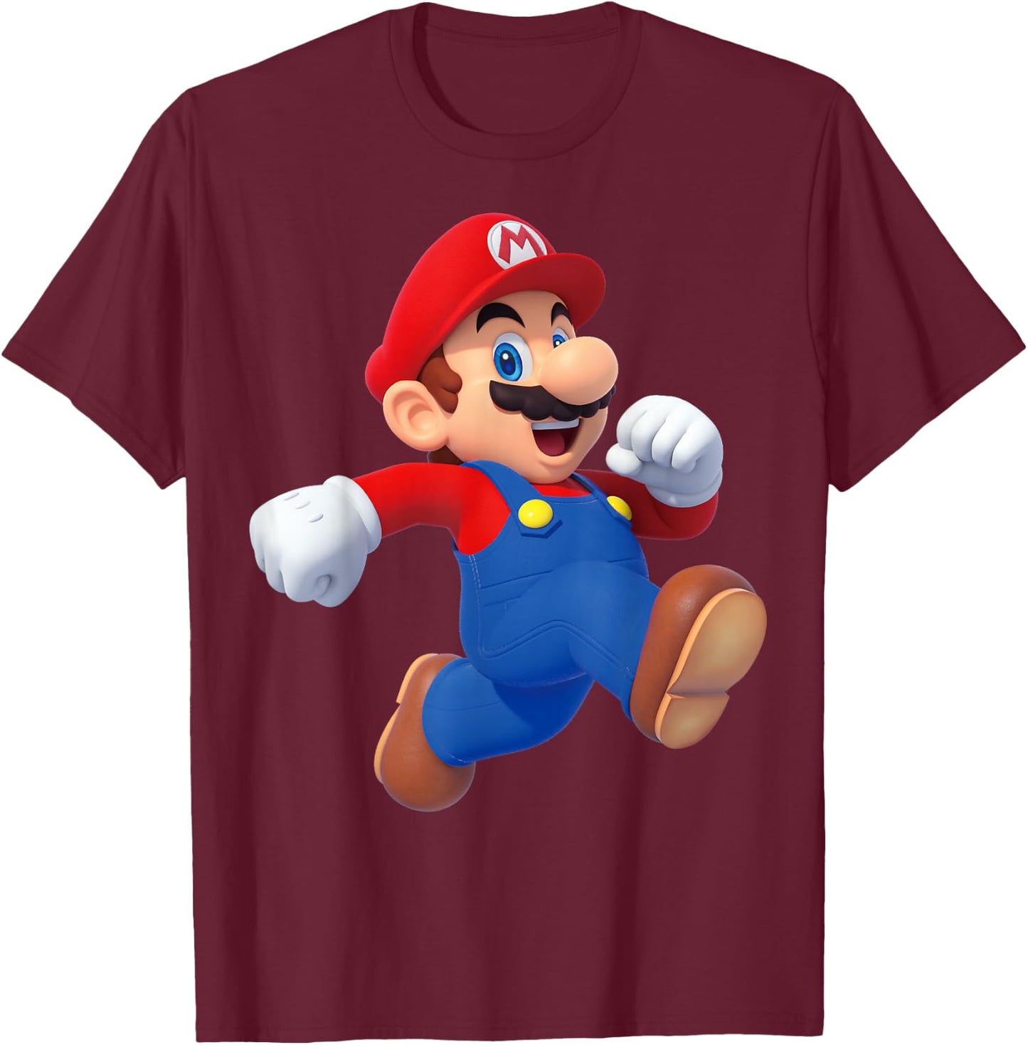 Super Mario Running Mario 3D Poster T-Shirt - T-Shirt | Maroon