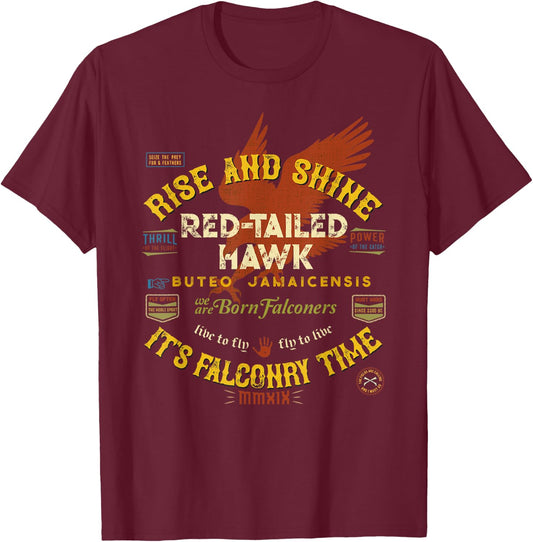 Family Falconry Supplies Clothing and Apparel Falconers Red-Tailed Hawk Shirt Falconry Supplies T-Shirt - T-Shirt | Maroon