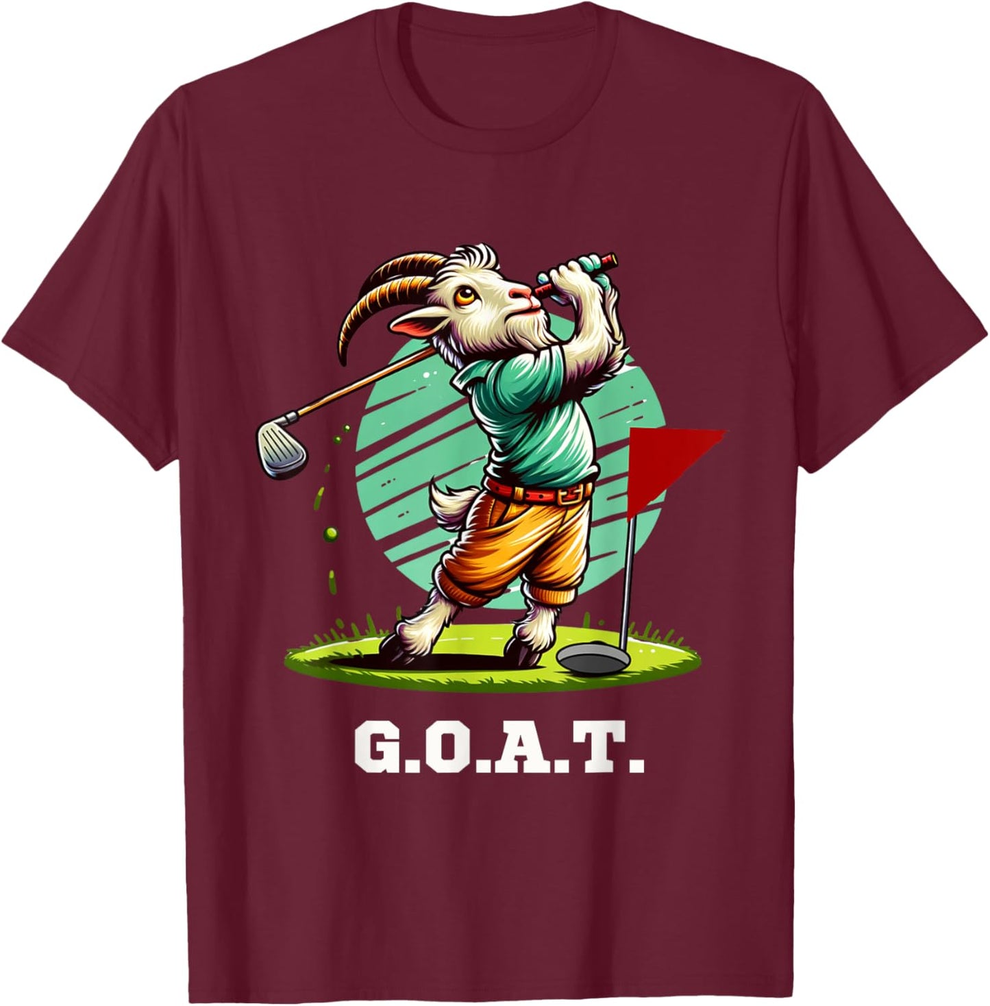 G.O.A.T. Goat Golfer Golfing Golf Funny T-Shirt - T-Shirt | Maroon