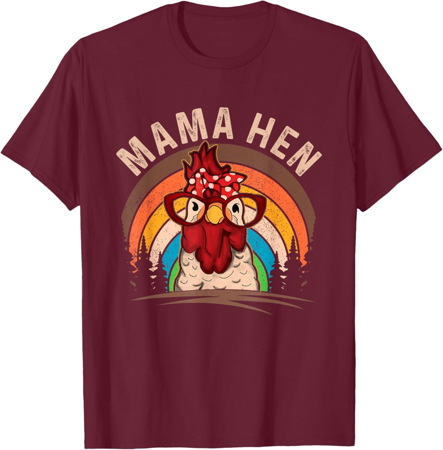 Mama Hen Vintage Retro Chicken Mom Chicken Lady Mother's Day T-Shirt - T-Shirt | Maroon