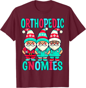 Orthopedic Christmas Gnomes Nurse Doctor Practitioner T-Shirt - T-Shirt | Maroon