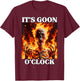 Gooning O'clock Funny Cringe Hard Skeleton Meme Flames T-Shirt - T-Shirt | Maroon
