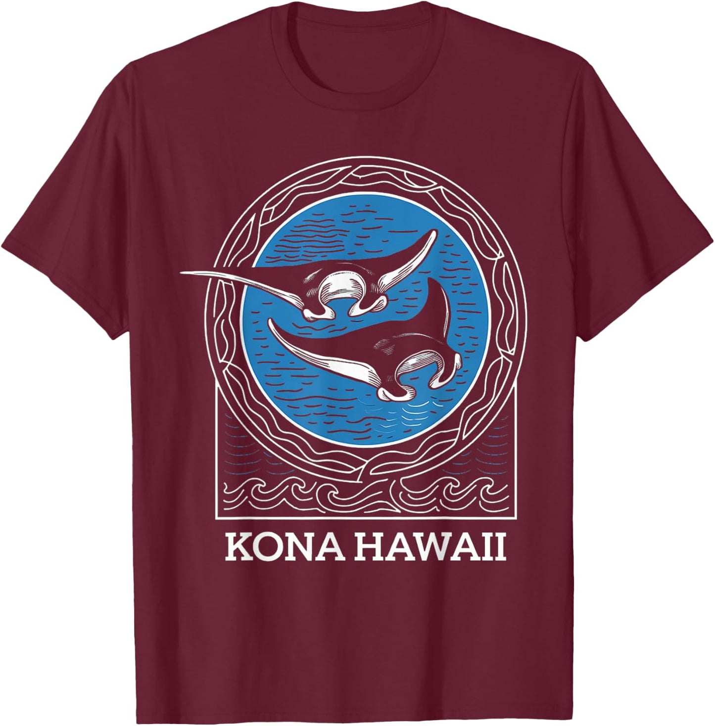 Kona Hawaii Hawaiian Beach Surfer Surfing Diving Fishing T-Shirt - T-Shirt | Maroon