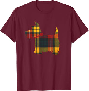 Buchanan Clan Scottie Dog Scottish Terrier Tartan Plaid T-Shirt - T-Shirt | Maroon