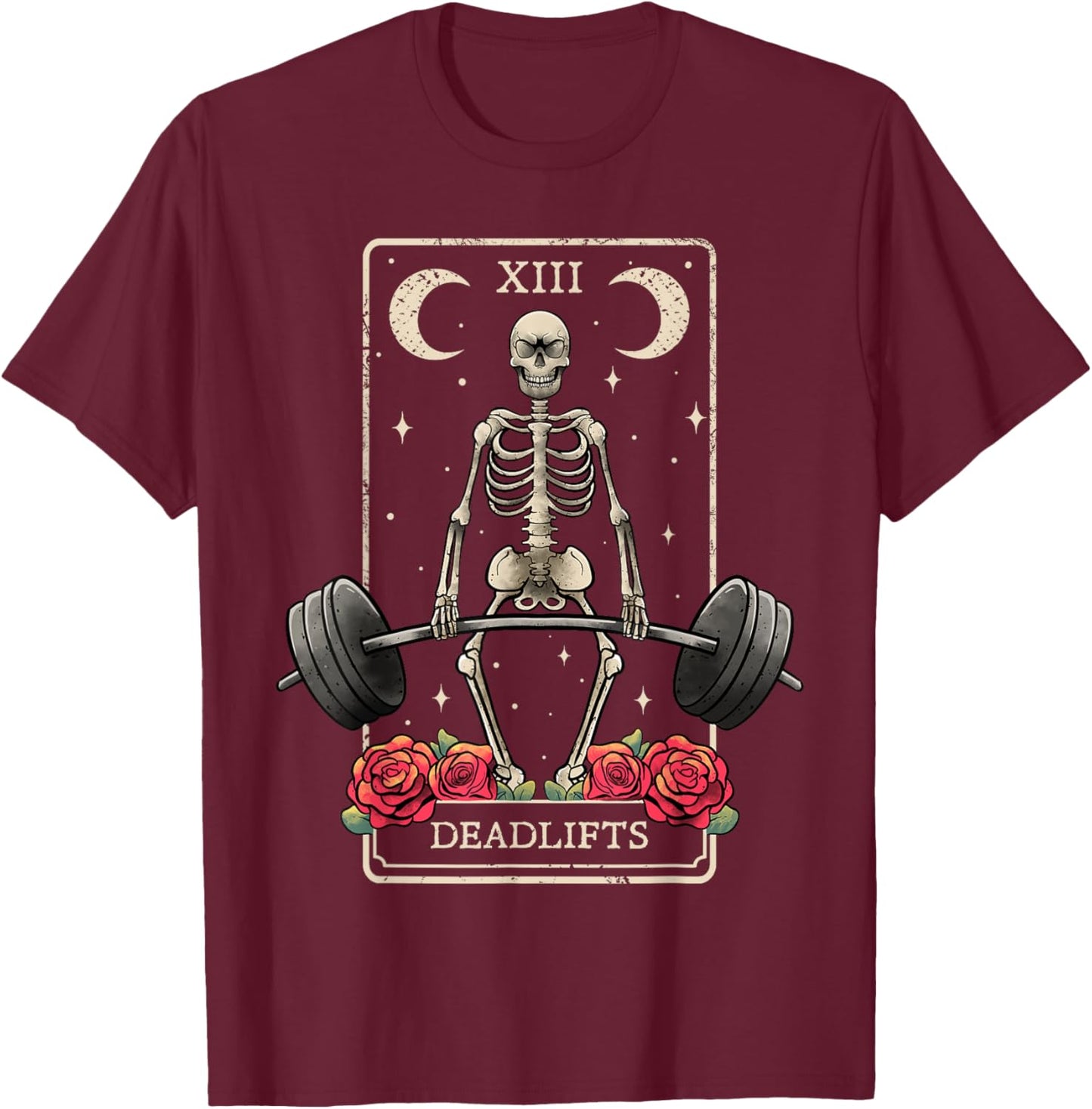 Deadlifts Tarot Card Occult Workout Esoteric Gothic Goth Gym T-Shirt - T-Shirt | Maroon