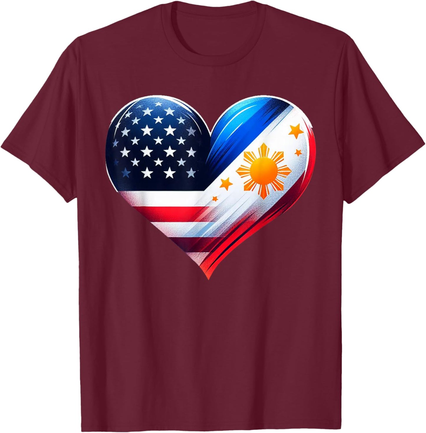 Philippines Flag Proud Filipino Wife Heart Philippines USA T-Shirt - T-Shirt | Maroon