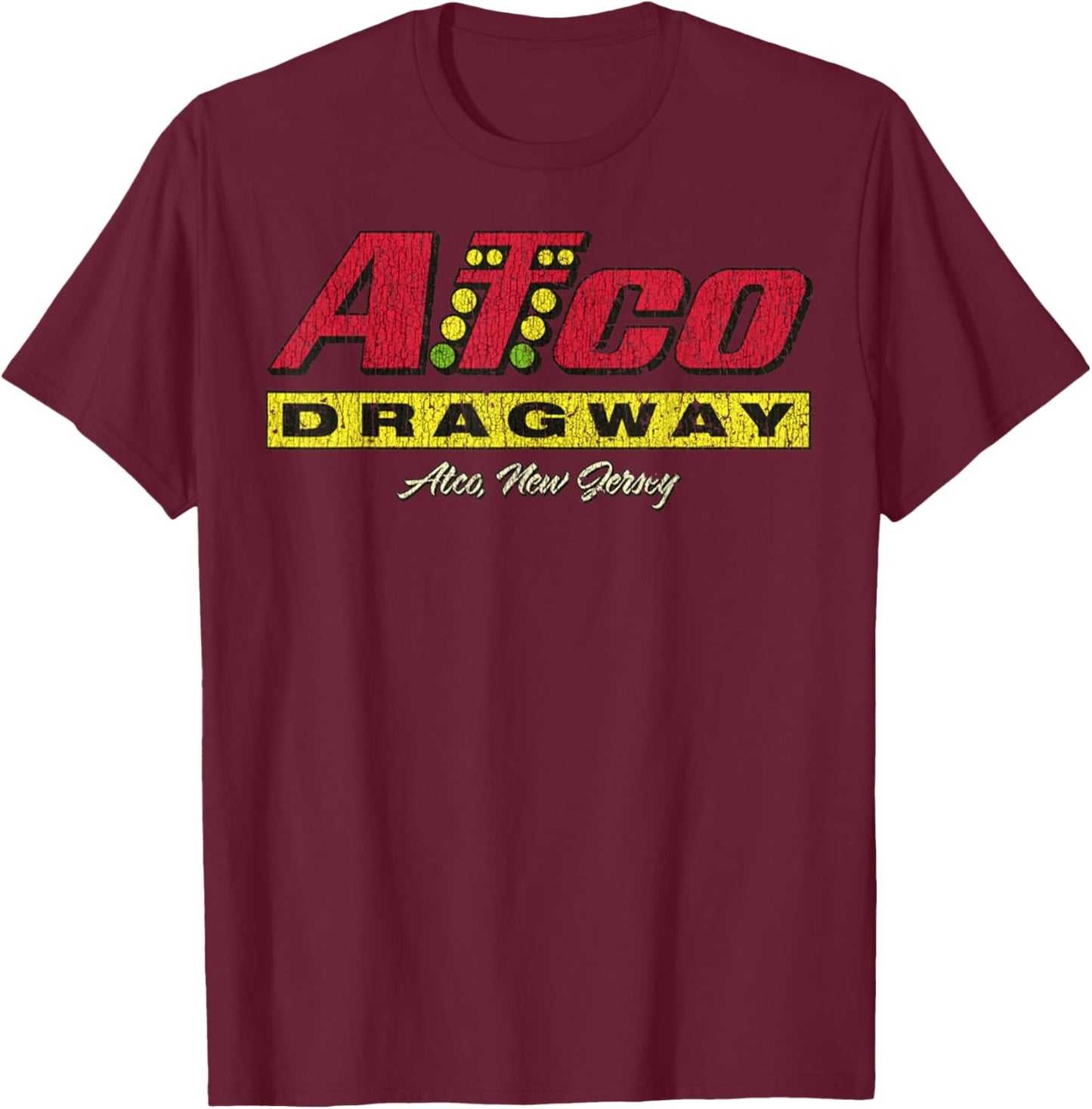 Vintage Drag Racing Retro Christmas Tree Dragway Xmas T-Shirt - T-Shirt | Maroon