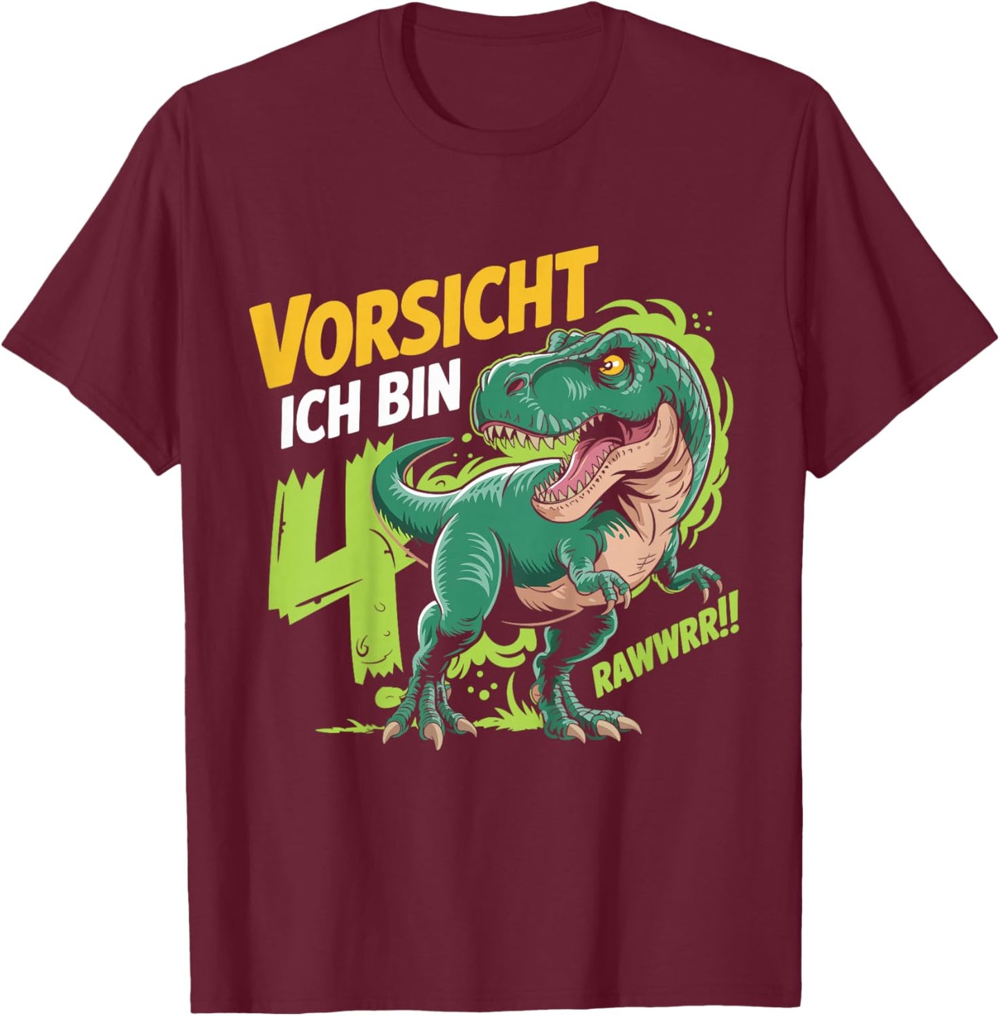 Kinder Dinosaurier 4 Geburtstag Deko ich bin 4 Dino Jungen 4 Jahre T-Shirt - T-Shirt | Maroon