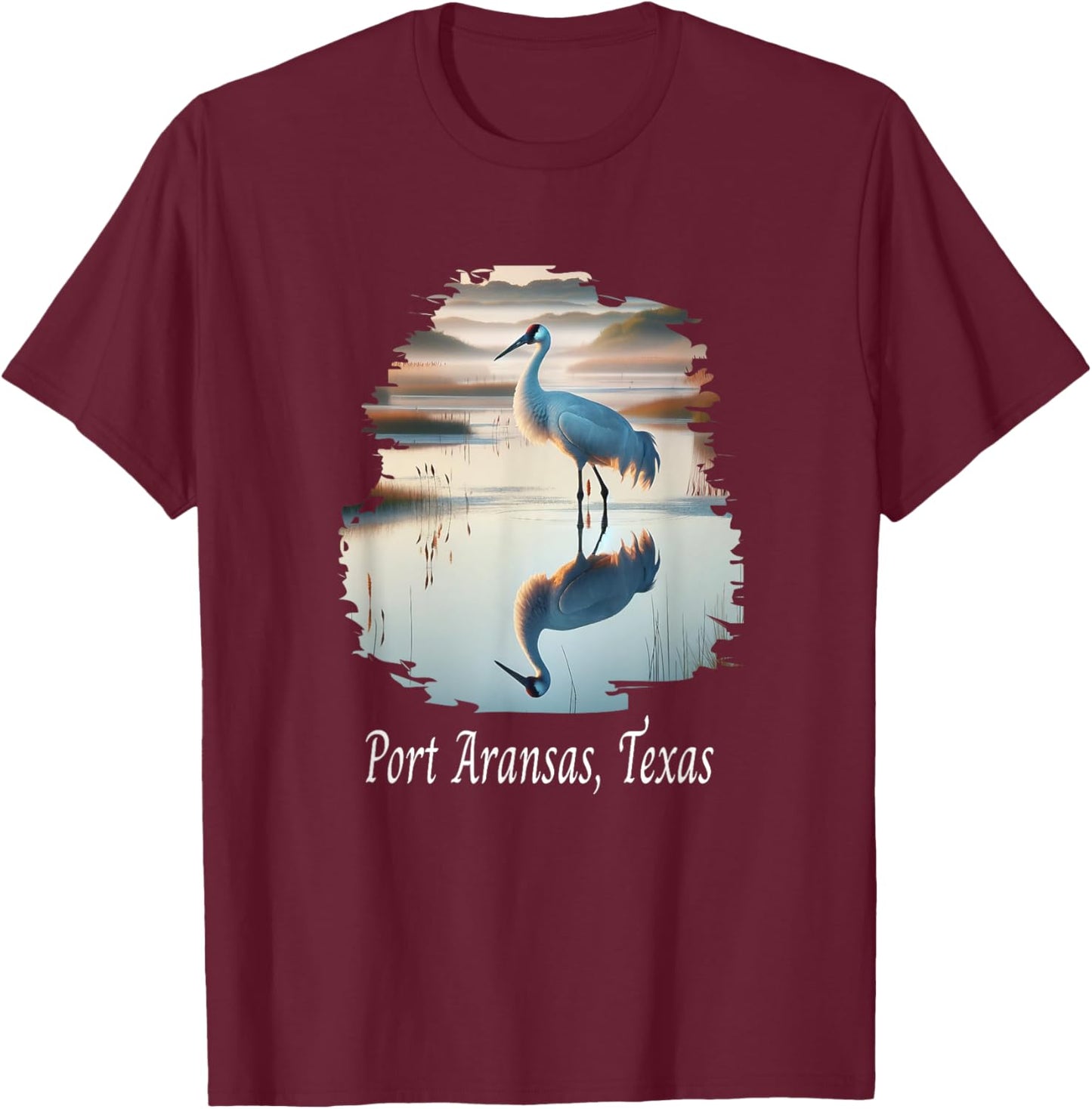 Whooping Crane Season: Port Aransas Texas Birding Enthusiast T-Shirt - T-Shirt | Maroon