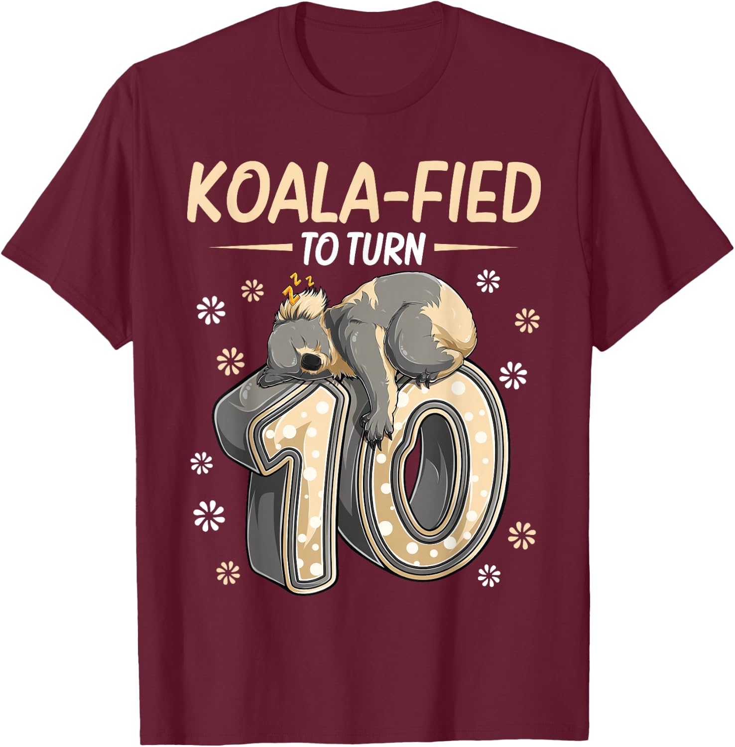 10 Year Old Koala 10th Birthday Party Animal Koala Lover T-Shirt - T-Shirt | Maroon