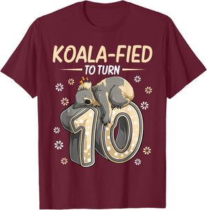 10 Year Old Koala 10th Birthday Party Animal Koala Lover T-Shirt - T-Shirt | Maroon