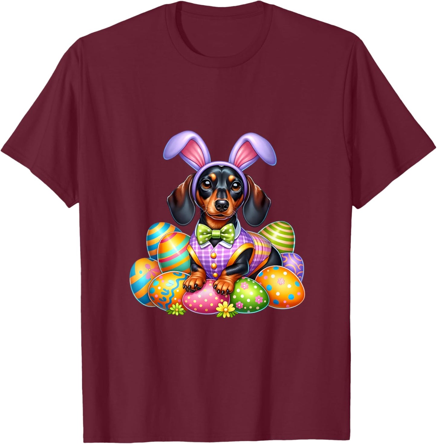Funny Easter Day Dachshund Bunny Costume T-Shirt - T-Shirt | Maroon