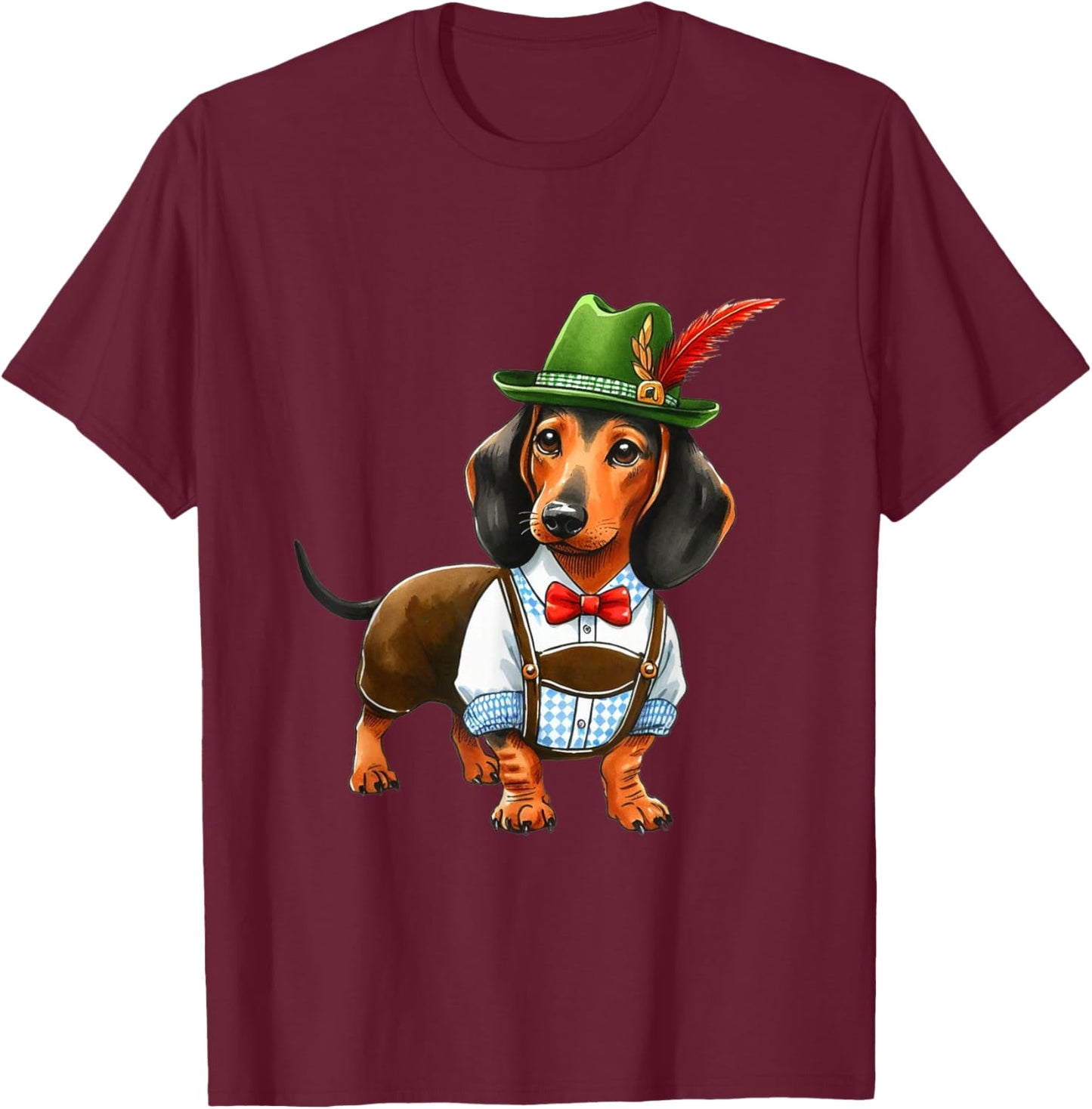 Oktoberfest Dachshund Cute Sausage Dog German Kids Men Women T-Shirt - T-Shirt | Maroon