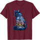 Pretty Parisian Cat Silhouette French Eiffel Tower European , Black, S T-Shirt - T-Shirt | Maroon