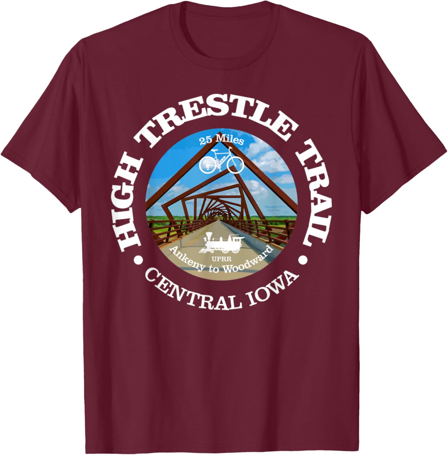 High Trestle Trail Funny Cycling High Trestle Iowa T-Shirt - T-Shirt | Maroon