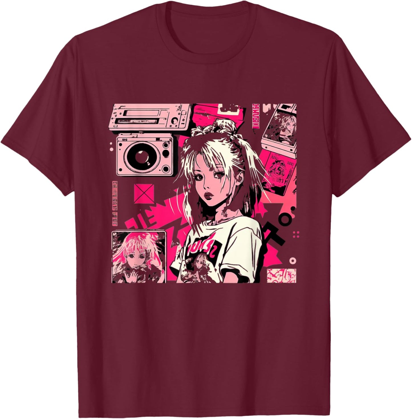 Retro Vaporwave Aesthetic 90s EGirl japanese art T-Shirt - T-Shirt | Maroon
