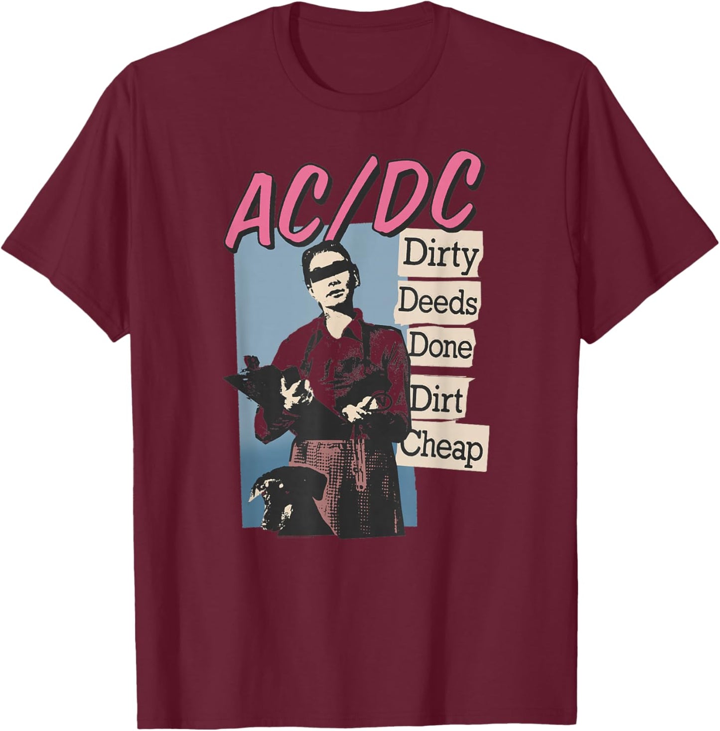 Official AC/DC Dirty Deeds Done Dirt Cheap Rock Music Band T-Shirt - T-Shirt | Maroon