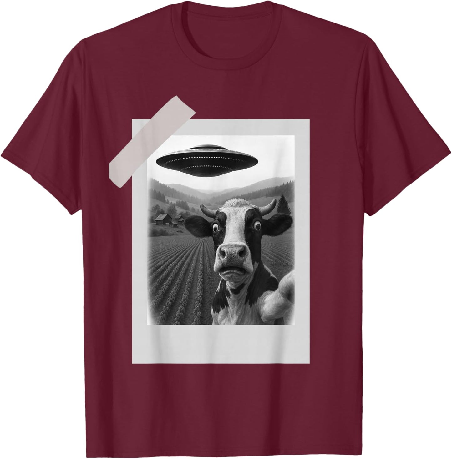 Lustiges UFO Kuh Selfie | Alien Abduction Farm T-Shirt - T-Shirt | Maroon