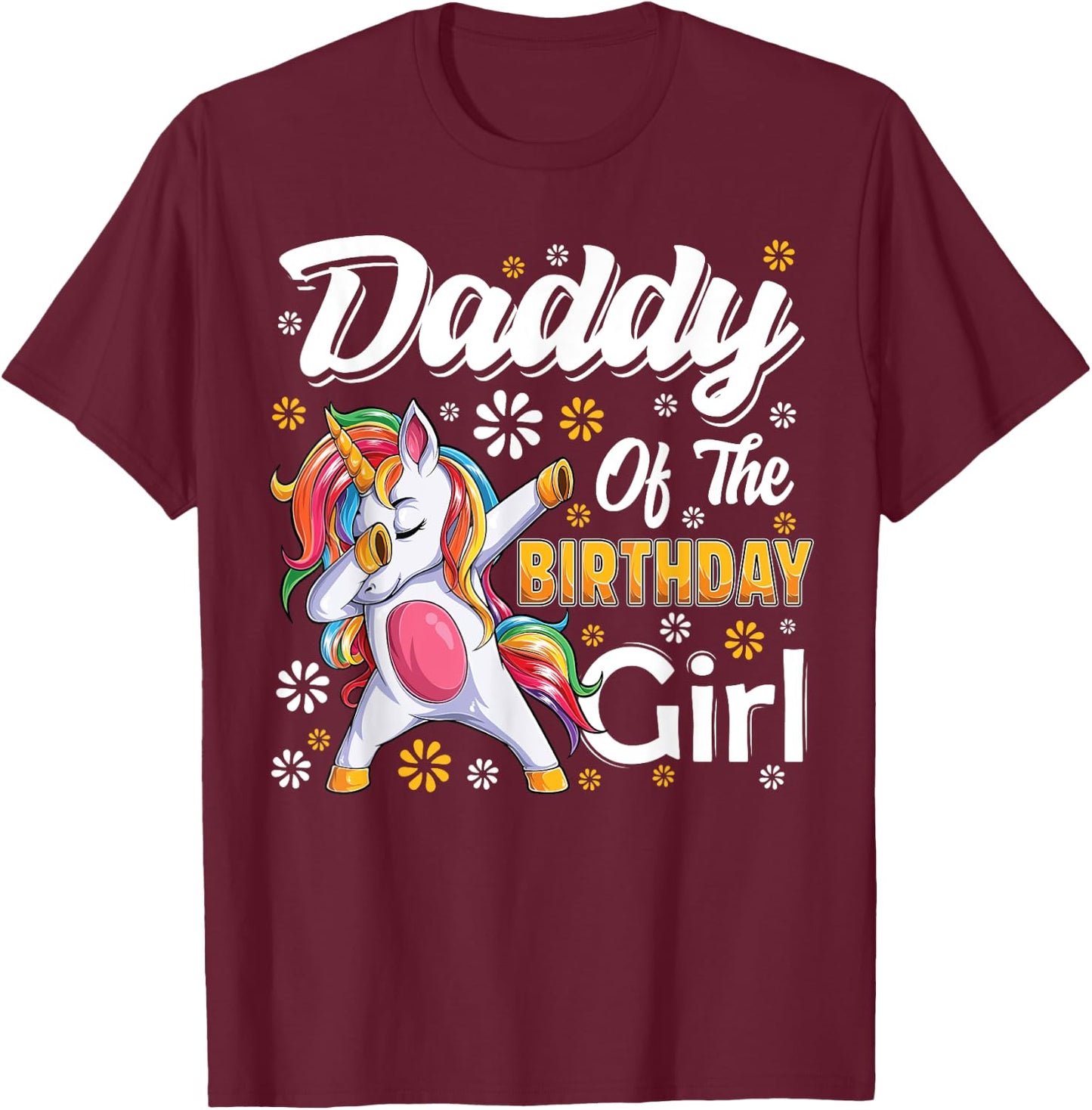 awesome dabbing unicorn birthday Daddy Family Matching T-Shirt - T-Shirt | Maroon