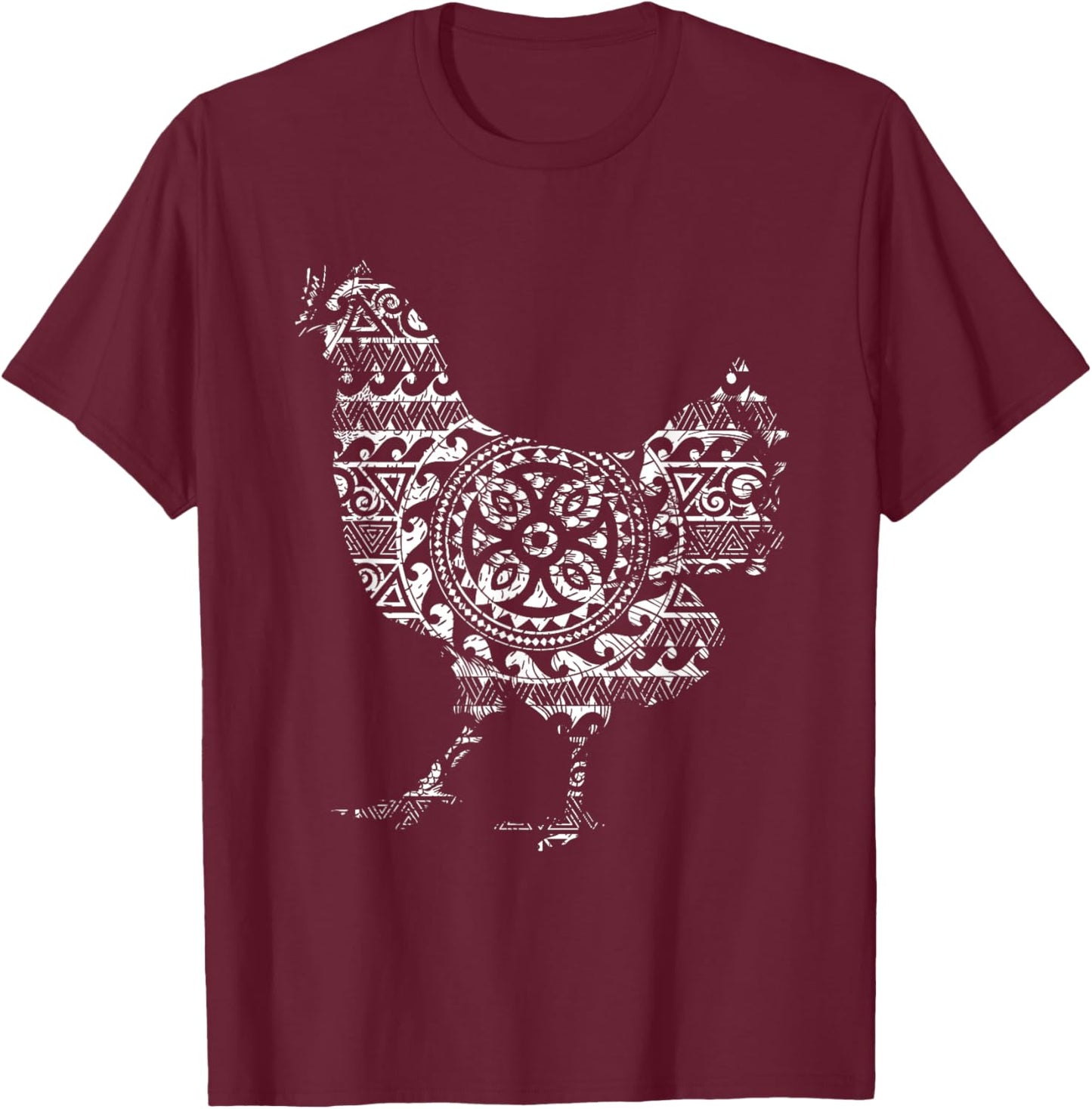 Rooster Chicken Tribal Gamefowl Gamecock Ethnic Roosters T-Shirt - T-Shirt | Maroon