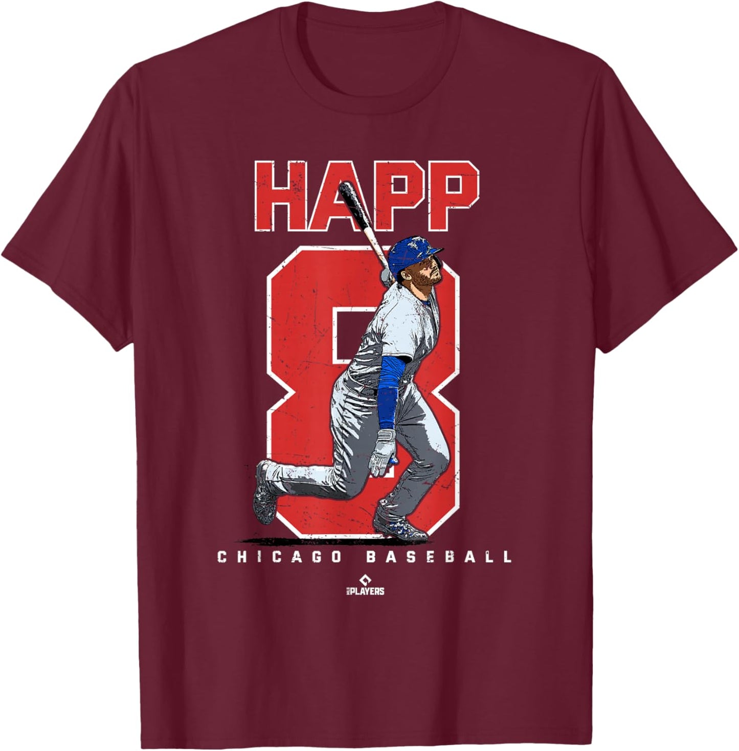 Number and Portrait Ian Happ Chicago MLBPA T-Shirt - T-Shirt | Maroon