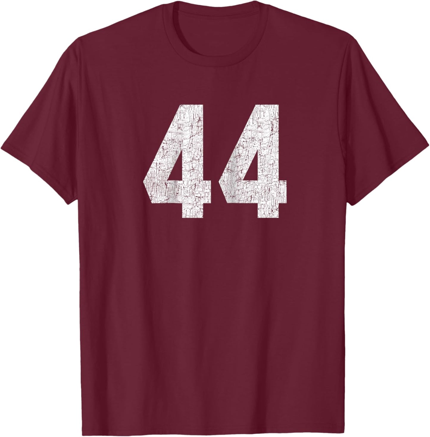 #44 Jersey Uniform Varsity Sports Number, 44th Birthday Raglan Baseball T-Shirt - T-Shirt | Maroon