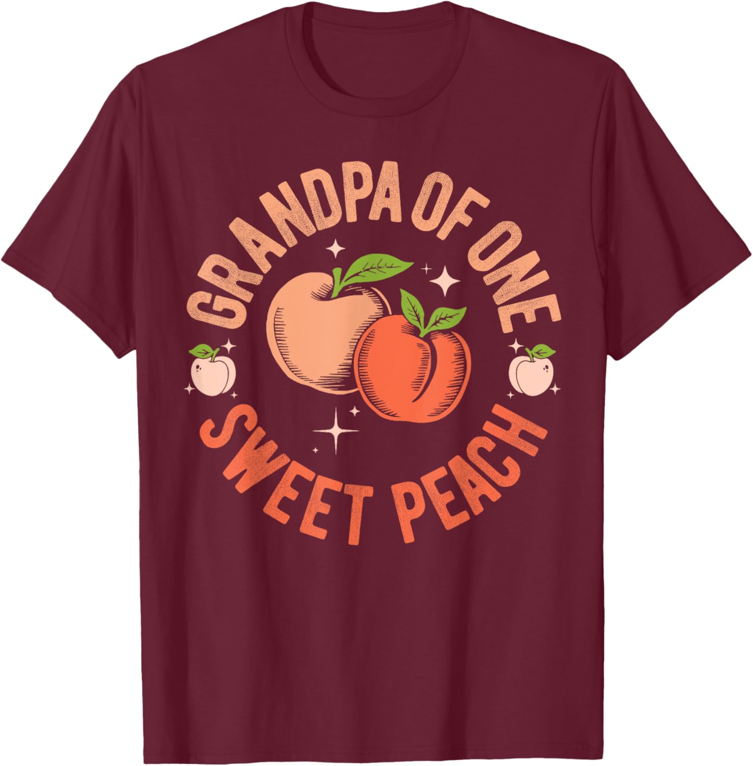 Grandpa First Birthday One Sweet Peach Bday Family Matching T-Shirt - T-Shirt | Maroon