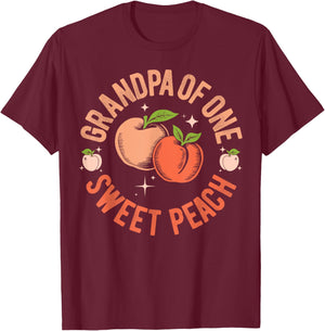Grandpa First Birthday One Sweet Peach Bday Family Matching T-Shirt - T-Shirt | Maroon