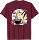 Kawaii Fennec Fox Eating Ramen T-Shirt - T-Shirt | Maroon