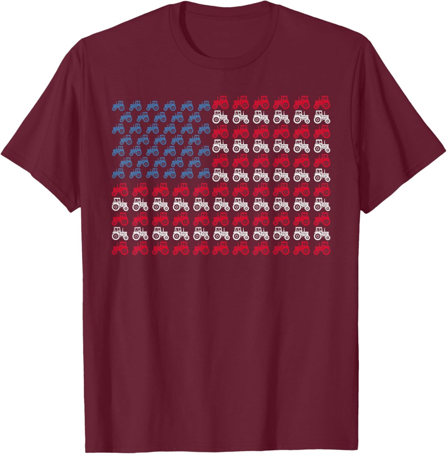 Farmer Tractors Arrange Into American Flag 4th Of July Kids Men T-Shirt - T-Shirt | Maroon