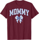 Mommy Coquette Toile Blue Bow Floral Family Matching T-Shirt - T-Shirt | Maroon