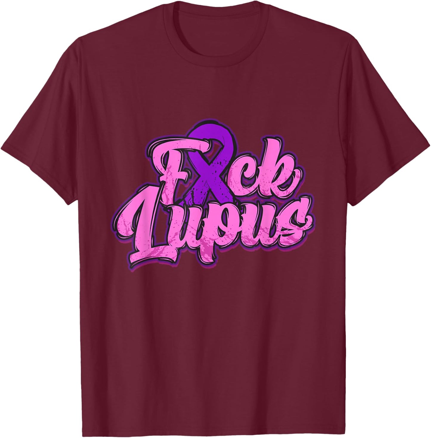 Fuck Lupus Shirt Lupus Awareness Month Purple Ribbon T-Shirt - T-Shirt | Maroon