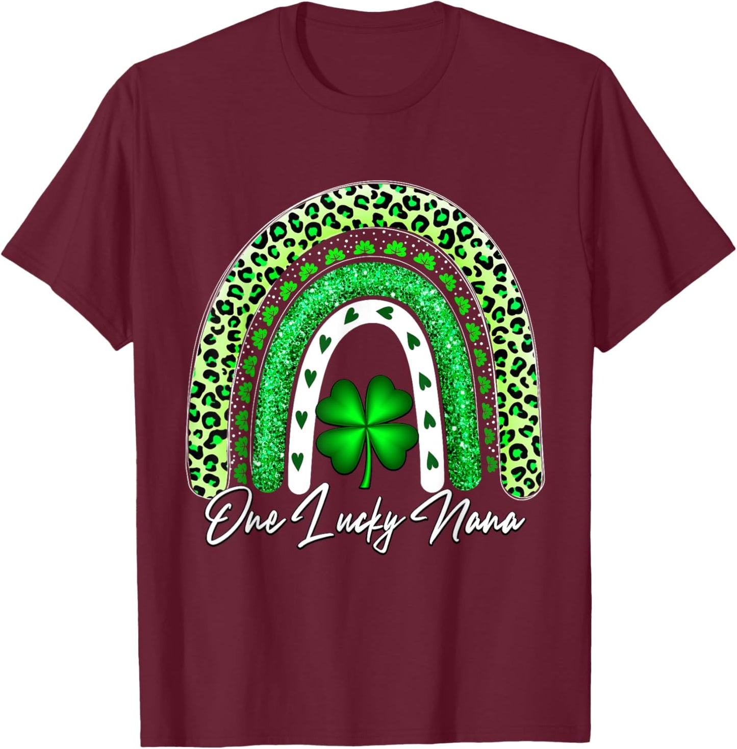 One Lucky Nana Matching Family St Patricks Day Nana T-Shirt - T-Shirt | Maroon