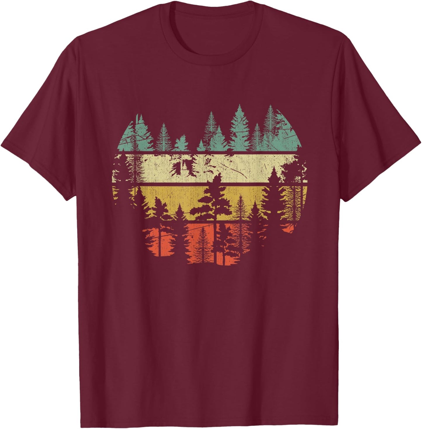 Wildlife Trees Outdoors Nature Retro Forest Sleeveless T-Shirt - T-Shirt | Maroon