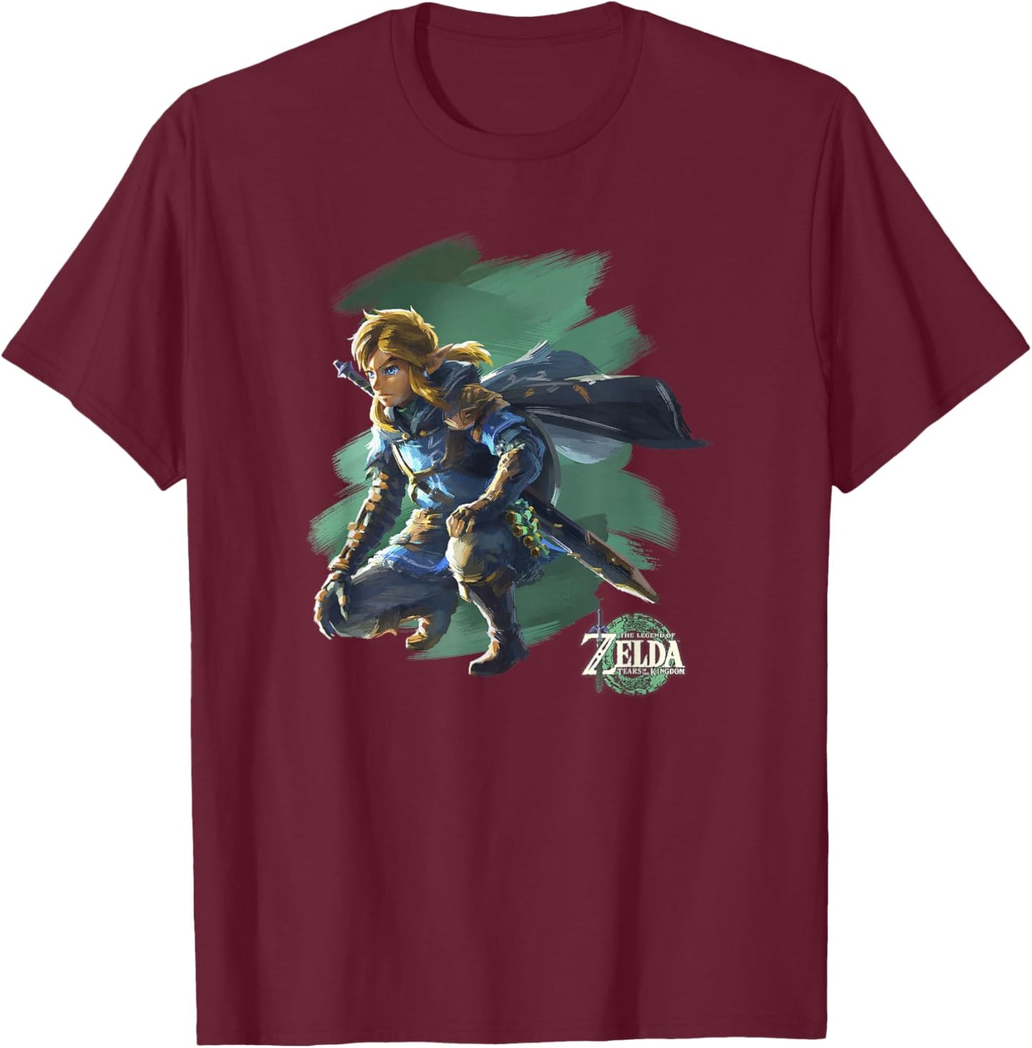 The Legend of Zelda Tears of The Kingdom Crouching Link Art T-Shirt - T-Shirt | Maroon