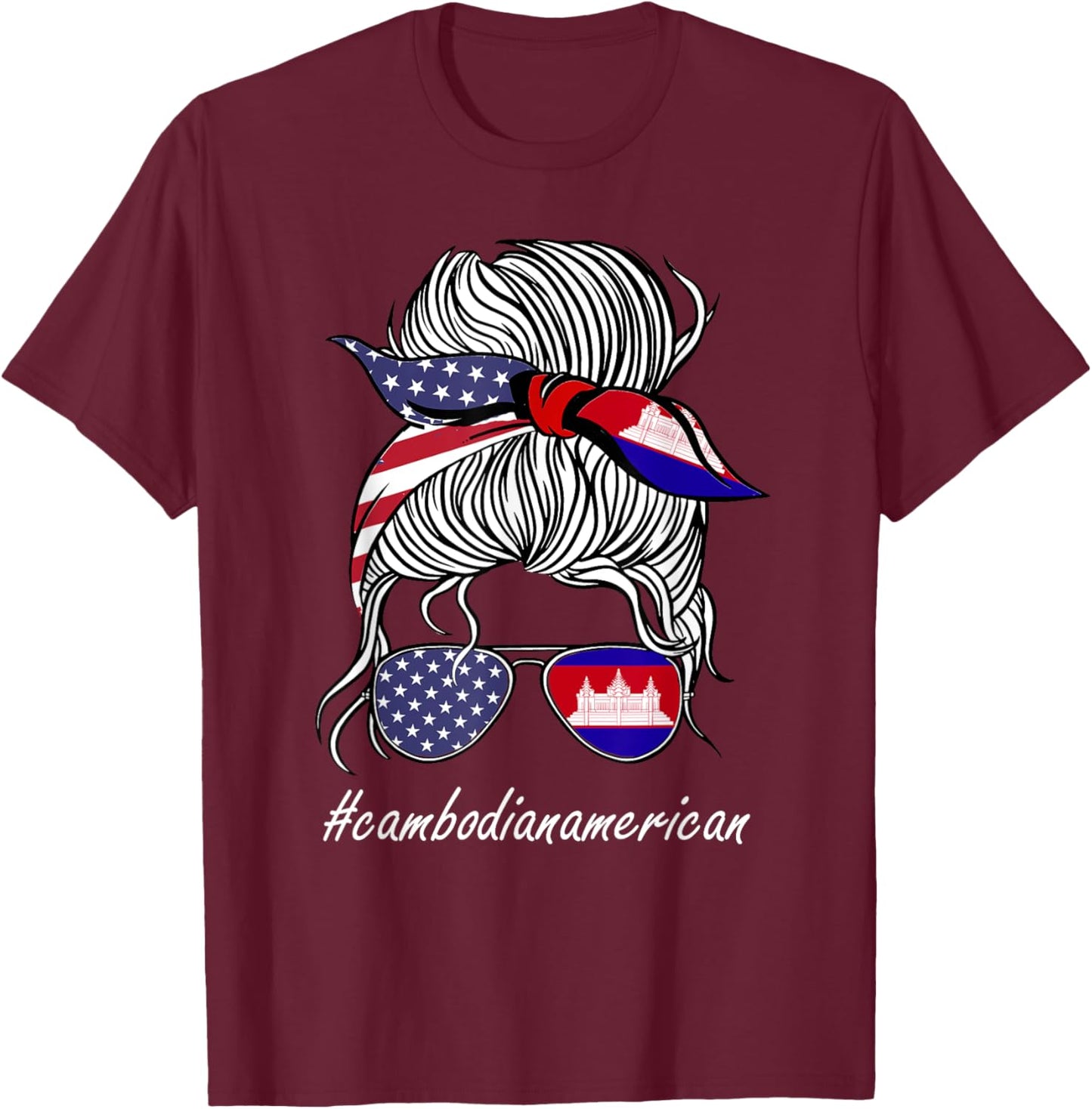 Cambodia Women Heritage American Grown Girl Bulgaria Flag T-Shirt - T-Shirt | Maroon