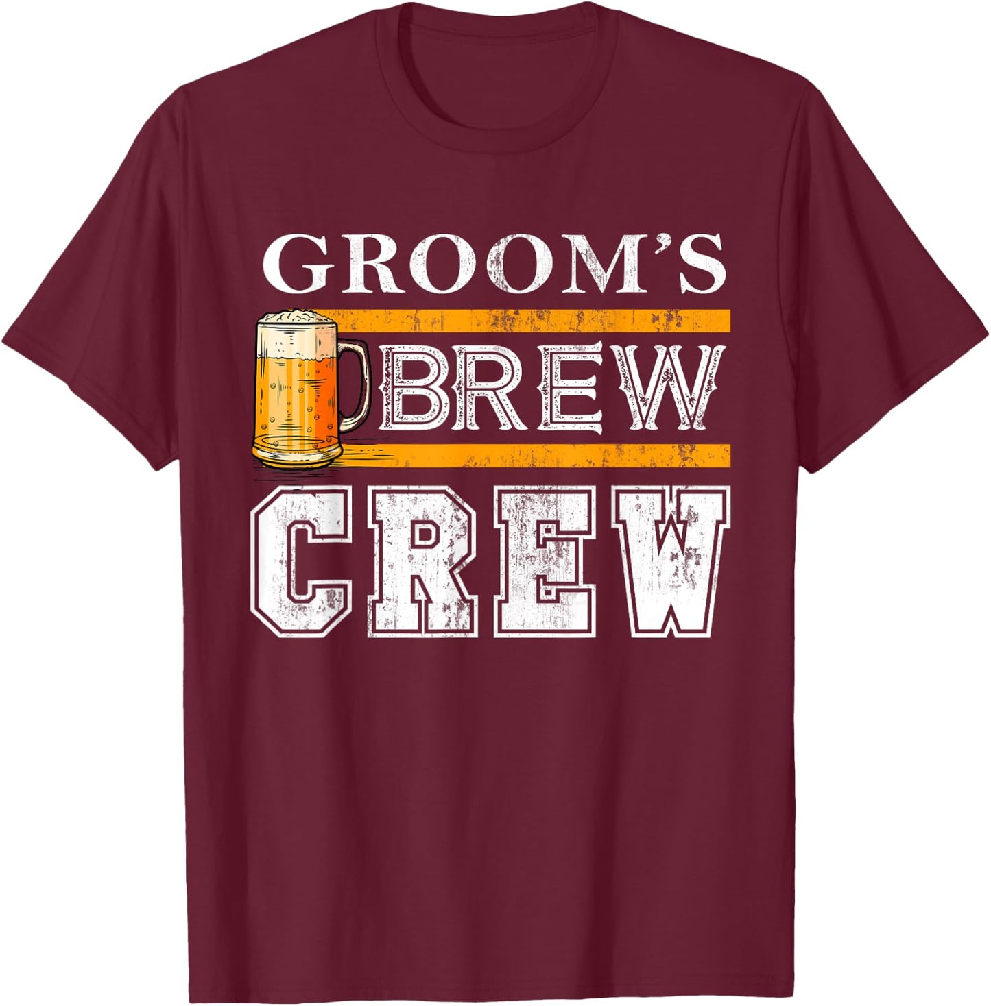 Groom's Brew Crew Funny Groomsmen Beer Team Bachelor Party T-Shirt - T-Shirt | Maroon