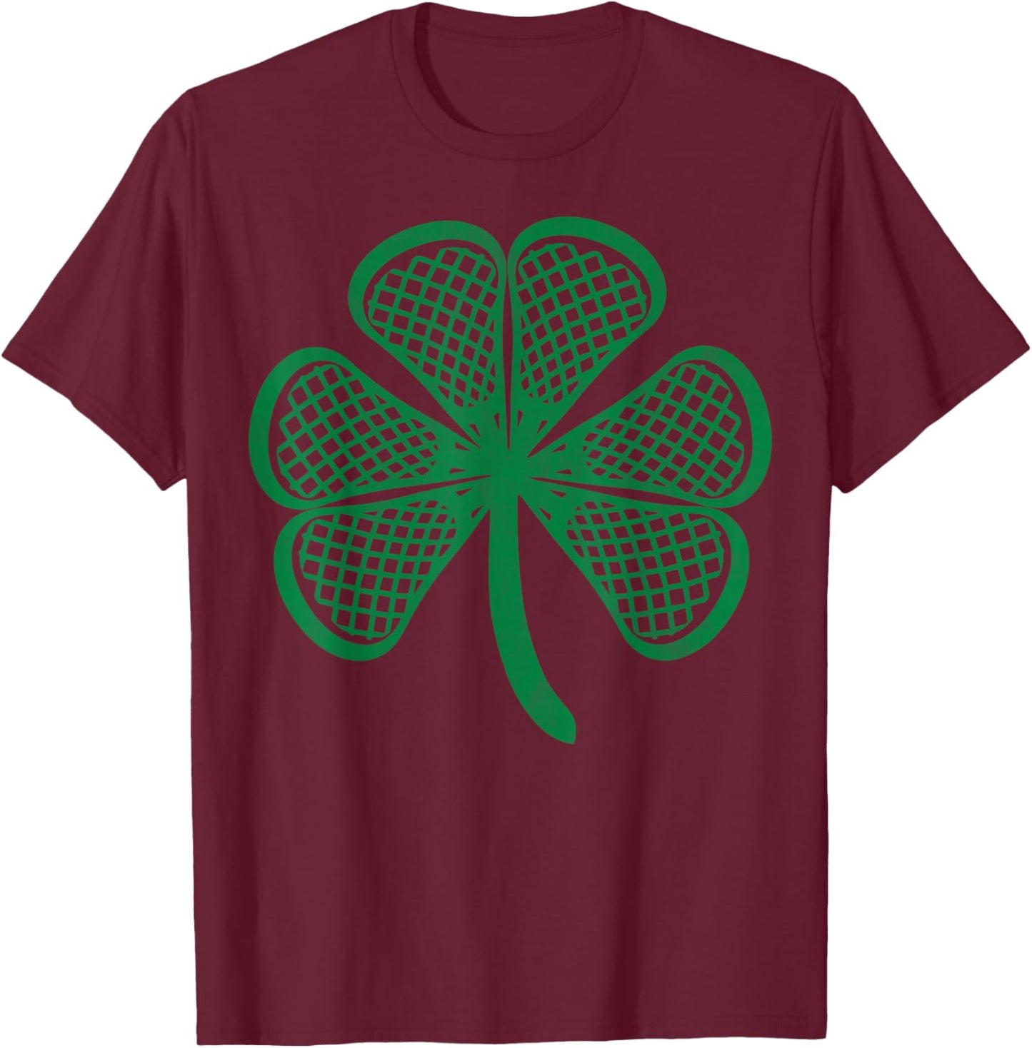Lacrosse Sticks Shamrock Clover Irish Lucky Lax St Patrick T-Shirt - T-Shirt | Maroon